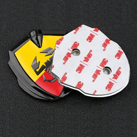 Fiat Abarth Emblem Self Adhesive Graphite Yellow Red Base Scorpion Logo