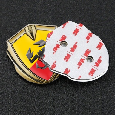 Fiat Abarth Emblem Self Adhesive Gold Yellow Red Base Scorpion Logo