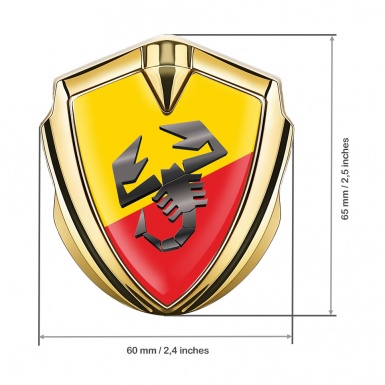 Fiat Abarth Emblem Self Adhesive Gold Yellow Red Base Scorpion Logo