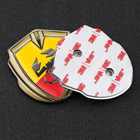 Fiat Abarth Emblem Self Adhesive Gold Yellow Red Base Scorpion Logo