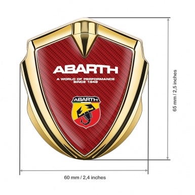 Fiat Abarth Bodyside Domed Emblem Gold Red Carbon Sport Logo