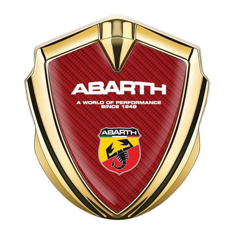 Fiat Abarth Bodyside Domed Emblem Gold Red Carbon Sport Logo