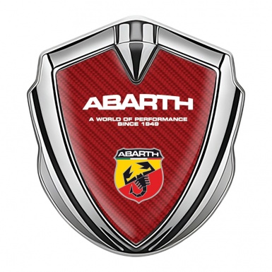 Fiat Abarth Bodyside Domed Emblem Silver Red Carbon Sport Logo