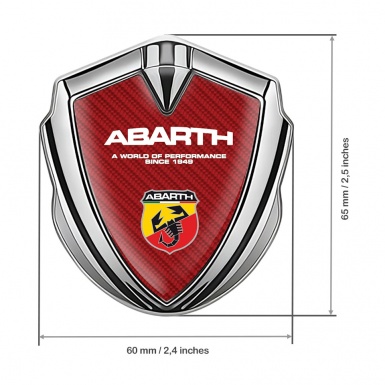 Fiat Abarth Bodyside Domed Emblem Silver Red Carbon Sport Logo