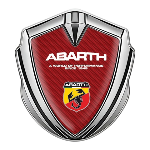 Fiat Abarth Bodyside Domed Emblem Silver Red Carbon Sport Logo