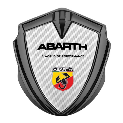 Fiat Abarth Emblem Car Badge Graphite White Carbon Scorpion Logo