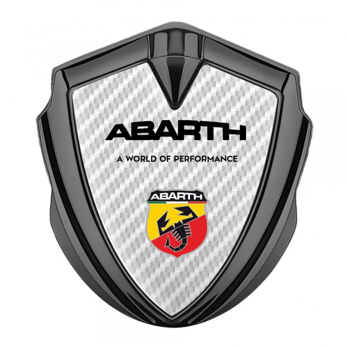 Fiat Abarth Emblem Car Badge Graphite White Carbon Scorpion Logo