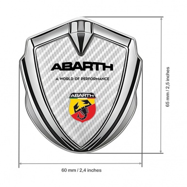Fiat Abarth Emblem Car Badge Silver White Carbon Scorpion Logo