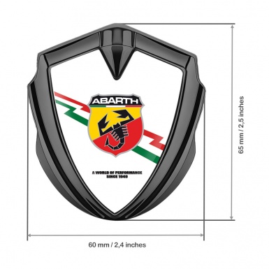 Fiat Abarth Metal Domed Emblem Graphite White Base Lightning Edition
