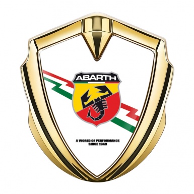 Fiat Abarth Metal Domed Emblem Gold White Base Lightning Edition