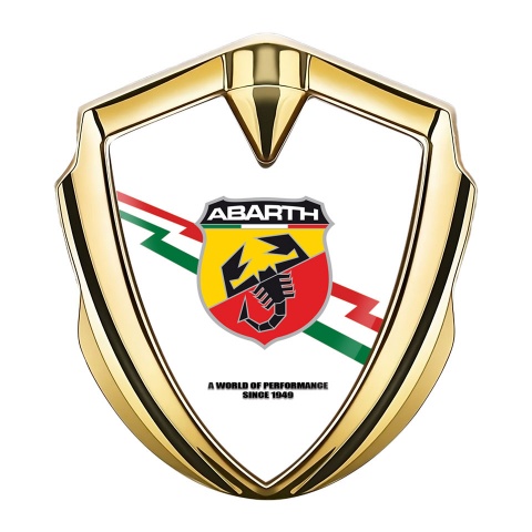 Fiat Abarth Metal Domed Emblem Gold White Base Lightning Edition