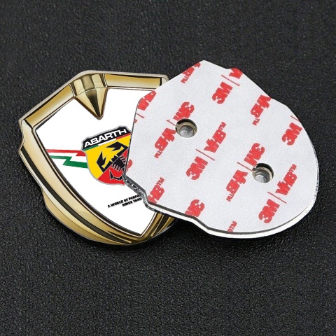Fiat Abarth Metal Domed Emblem Gold White Base Lightning Edition