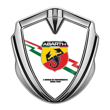 Fiat Abarth Metal Domed Emblem Silver White Base Lightning Edition