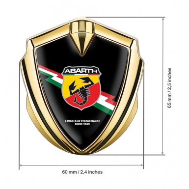 Fiat Abarth Badge Self Adhesive Gold Black Fill Lightning Edition