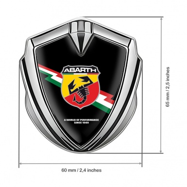 Fiat Abarth Badge Self Adhesive Silver Black Fill Lightning Edition