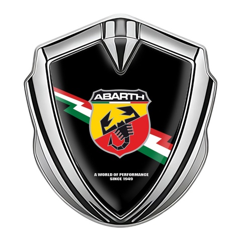 Fiat Abarth Badge Self Adhesive Silver Black Fill Lightning Edition