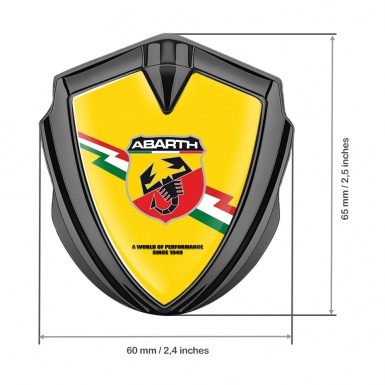 Fiat Abarth Emblem Badge Self Adhesive Graphite Yellow Base Lightning Design