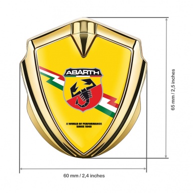 Fiat Abarth Emblem Badge Self Adhesive Gold Yellow Base Lightning Design