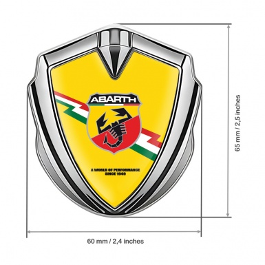Fiat Abarth Emblem Badge Self Adhesive Silver Yellow Base Lightning Design