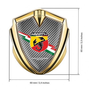 Fiat Abarth Emblem Fender Badge Gold Light Carbon Lightning Motif