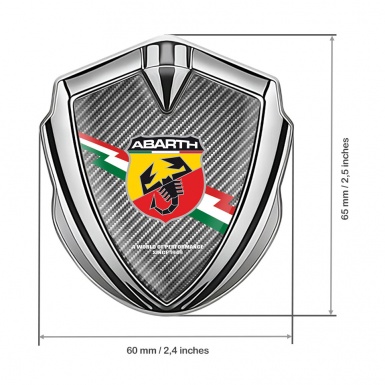 Fiat Abarth Emblem Fender Badge Silver Light Carbon Lightning Motif