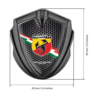 Fiat Abarth Metal Emblem Self Adhesive Graphite Steel Grate Lightning Logo