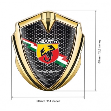 Fiat Abarth Metal Emblem Self Adhesive Gold Steel Grate Lightning Logo