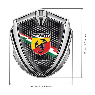 Fiat Abarth Metal Emblem Self Adhesive Silver Steel Grate Lightning Logo