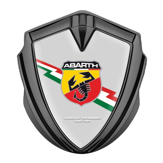 Fiat Abarth Fender Emblem Badge Graphite Grey Base Lightning Motif Edition