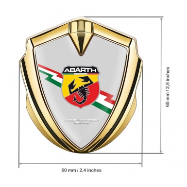 Fiat Abarth Fender Emblem Badge Gold Grey Base Lightning Motif Edition