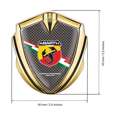 Fiat Abarth Emblem Self Adhesive Gold Grey Carbon Lightning Logo Design
