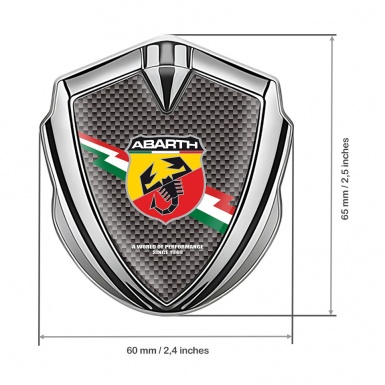 Fiat Abarth Emblem Self Adhesive Silver Grey Carbon Lightning Logo Design
