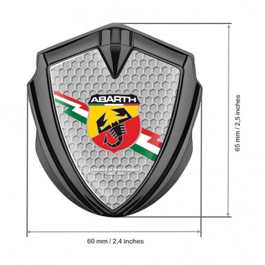Fiat Abarth Emblem Badge Graphite Honeycomb Lightning Logo Edition