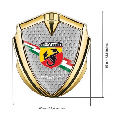 Fiat Abarth Emblem Badge Gold Honeycomb Lightning Logo Edition