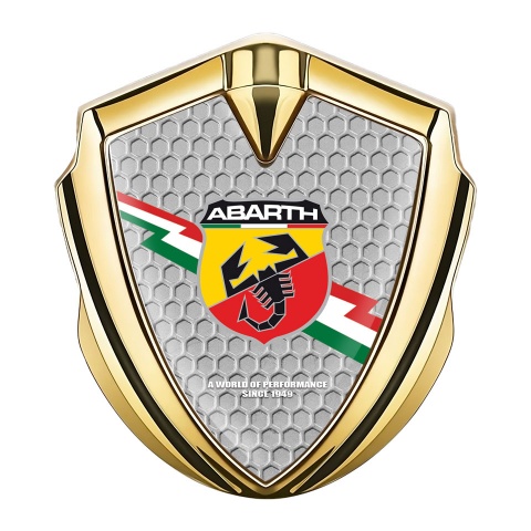 Fiat Abarth Emblem Badge Gold Honeycomb Lightning Logo Edition