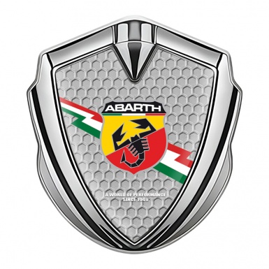 Fiat Abarth Emblem Badge Silver Honeycomb Lightning Logo Edition