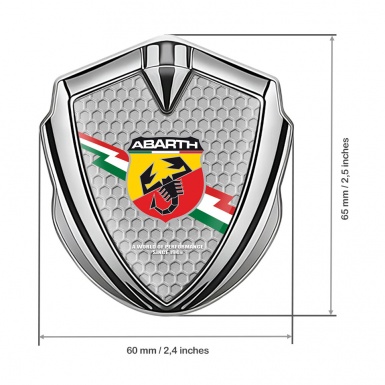 Fiat Abarth Emblem Badge Silver Honeycomb Lightning Logo Edition