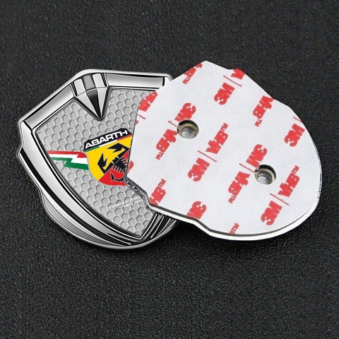 Fiat Abarth Emblem Badge Silver Honeycomb Lightning Logo Edition