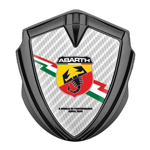 Fiat Abarth Domed Emblem Graphite White Carbon Lightning Logo Variant