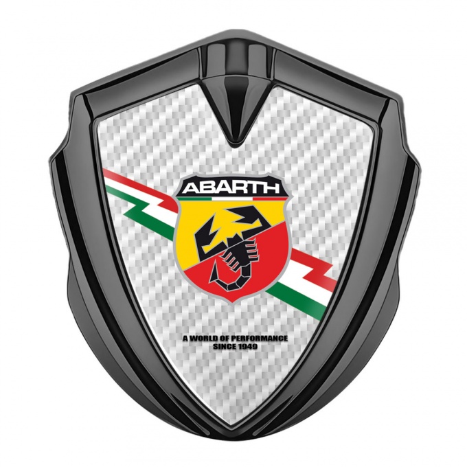 Fiat Abarth Domed Emblem Graphite White Carbon Lightning Logo Variant