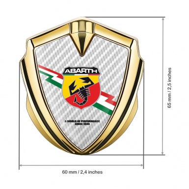 Fiat Abarth Domed Emblem Gold White Carbon Lightning Logo Variant