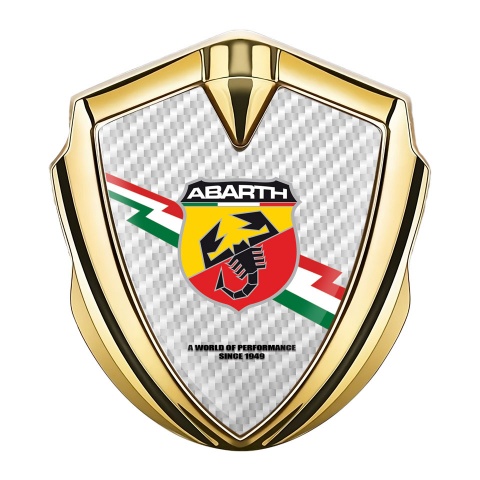 Fiat Abarth Domed Emblem Gold White Carbon Lightning Logo Variant