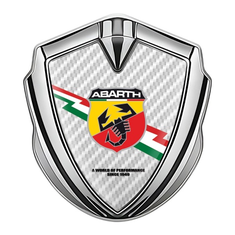 Fiat Abarth Domed Emblem Silver White Carbon Lightning Logo Variant