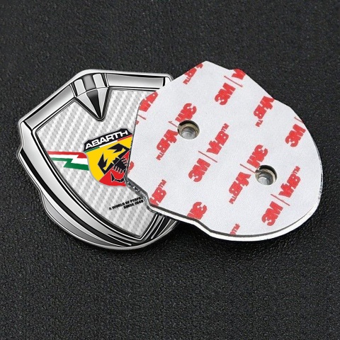 Fiat Abarth Domed Emblem Silver White Carbon Lightning Logo Variant