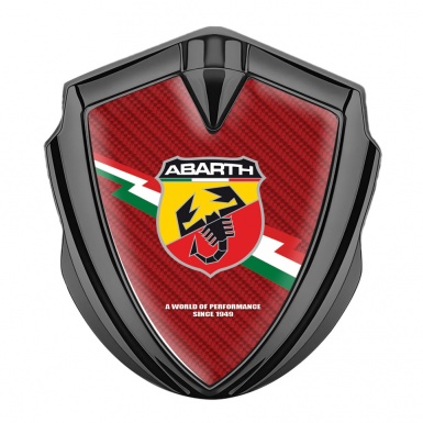 Fiat Abarth Emblem Ornament Graphite Red Carbon Lightning Logo Design