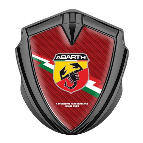 Fiat Abarth Emblem Ornament Graphite Red Carbon Lightning Logo Design