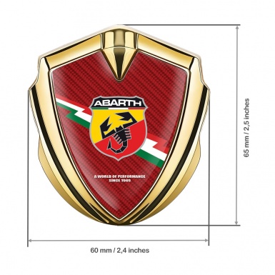 Fiat Abarth Emblem Ornament Gold Red Carbon Lightning Logo Design
