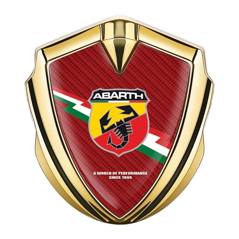 Fiat Abarth Emblem Ornament Gold Red Carbon Lightning Logo Design