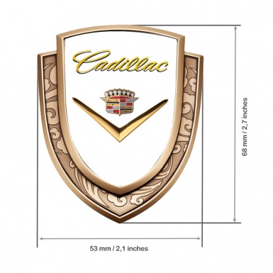 Cadillac Bodyside Domed Emblem Gold White Background Polished Logo