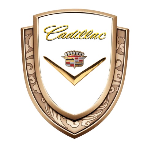 Cadillac Bodyside Domed Emblem Gold White Background Polished Logo